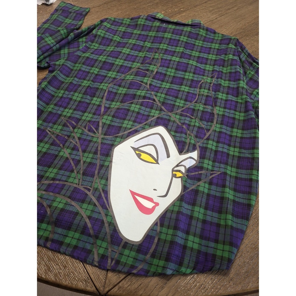 Rare Grail Disney 2025 Cakeworthy Maleficent Plaid Flannel Shirt Size XL